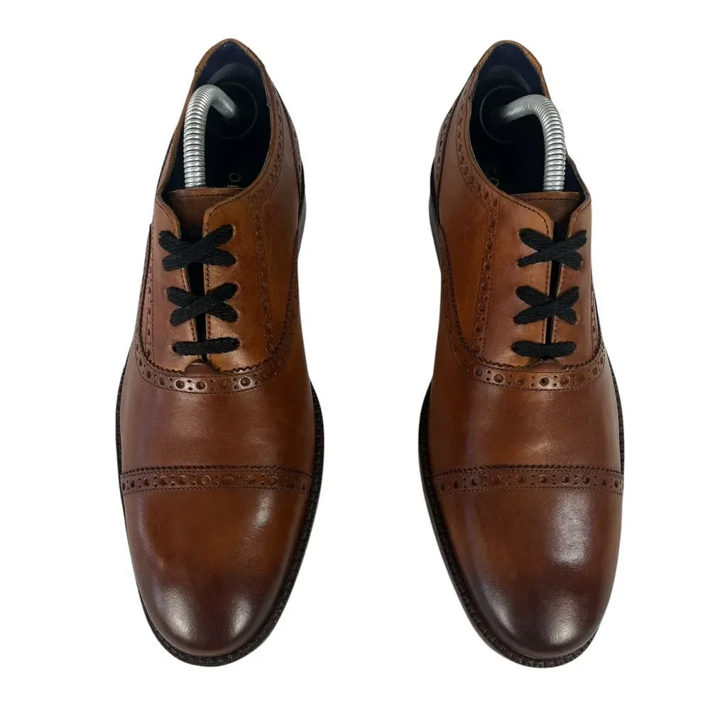 Cole Haan Ross Dustin‎ Cap Brown Leather Wingtip Oxford Shoes Mens Size 8.5